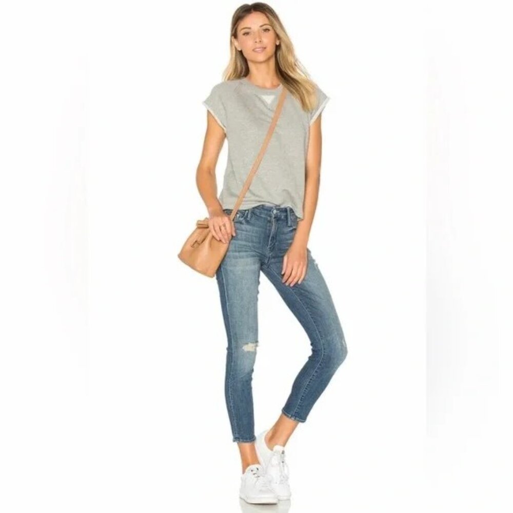 MOTHER The Looker Crop Distressed Jeans in Gypsy, Size 27